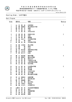 女子予選C_SP滑走順 - 中京大学附属中京高等学校