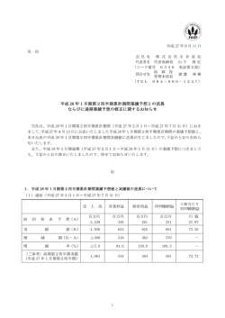 平成 28 年1月期第2四半期累計期間業績予想との差異 ならびに通期