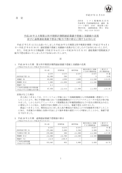 各 位 平成 28 年3月期第2四半期累計期間連結業績予想値と実績値の