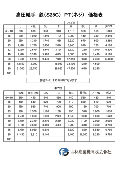 高圧継手 鉄（S25C） PT（ネジ） 価格表