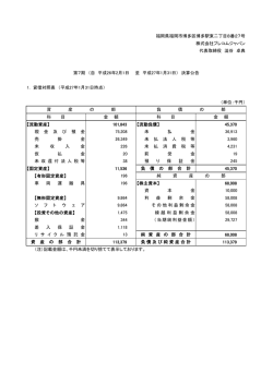 （単位：千円） 金 額 金 額 【流動資産】 101,843 【流動負債】 45,370 現 金