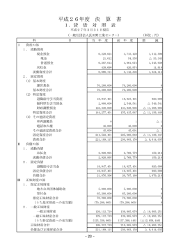 貸借対照表 - 長田野工業センター