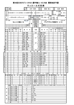 公式記録 - 関西クラブユースサッカー連盟