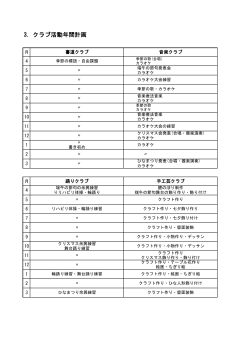 3．クラブ活動年間計画