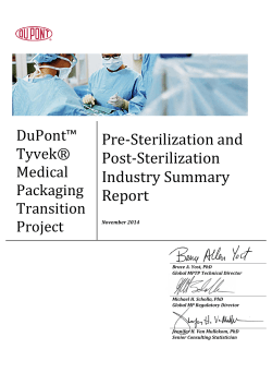 Pre‐Sterilization and Post‐Sterilization Industry Summary Report