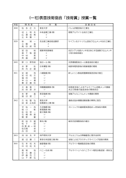 表面技術協会「技術賞」受賞者一覧