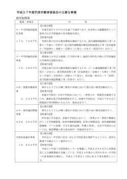 平成27年度竹原市教育委員会の主要な事業
