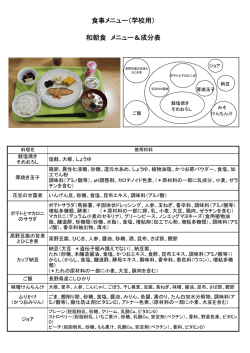 メニューの詳細と成分表（PDF）