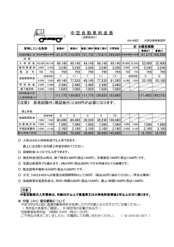 中 型 自 動 車 料 金 表