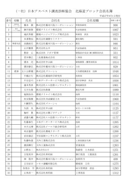 （一社）日本アスベスト調査診断協会 北海道ブロック会員名簿