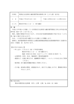行事名 県指定文化財府八幡宮楼門保存修理工事（こけら葺）見学会 と き