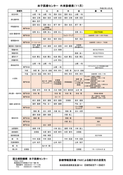 外来診療担当表（PDF） - 国立病院機構米子医療センター