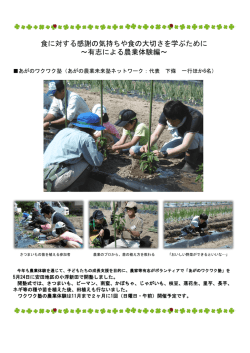 ～有志による農業体験編～ 食に対する感謝の気持ちや食の大切さを学ぶ
