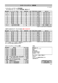 ミスタークイックテント 価格表
