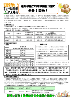 【稲作】営農情報9月3日No12の発行
