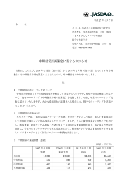 中期経営計画策定に関するお知らせ