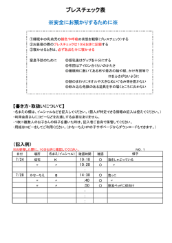 ブレスチェック表の書き方・取扱いについて