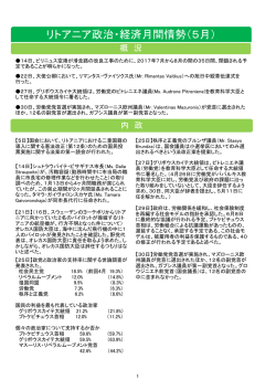 リトアニア政治・経済月間情勢（5月）