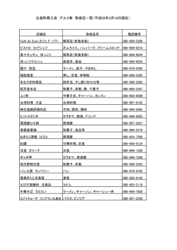 北島町商工会 グルメ券 取扱店一覧（平成27年12月7日現在）