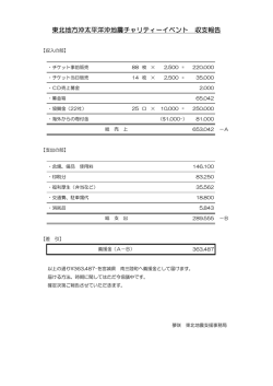 東北地方沖太平洋沖地震チャリティーイベント 収支報告