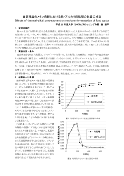食品残渣のメタン発酵における熱・アルカリ前処理の影響の検討 Effects