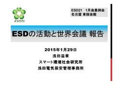 ESDの活動と世界会議 報告 - 持続可能なモノづくり・人づくり支援協会