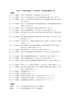 平成27年草加市議会12月定例会 市長提出議案等一覧 【議案】 【請願】