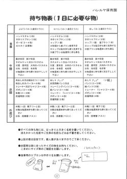 持ち物表(ー日に必要な物)