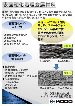 表面粗化材の 製造範囲 表面粗化材料 のメリット 用途：ハイブリッド自動