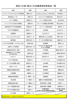 指定袋ごみ袋・粗大ごみ収集券販売登録店一覧(H27.10.20現在) [PDF