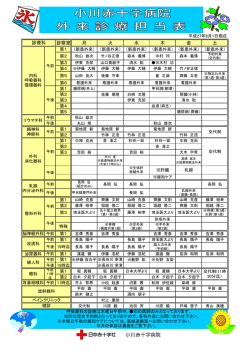 診察室 月 火 水 木 金 土 診療科