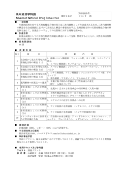 薬用資源学特論 Advanced Natural Drug Resources