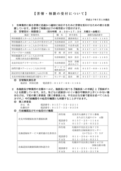 苦情受付、相談窓口案内