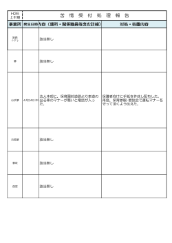 苦 情 受 付 処 理 報 告