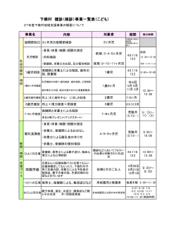下條村 健診（検診）事業一覧表（こども）