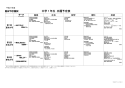 中学1年生 範囲表