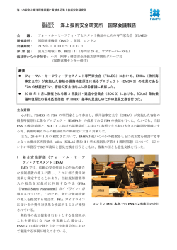 IMO フォーマル・セーフティ・アセスメント検証のための専門家会合