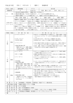 平成 27 年度 学年［ 中学3年 ］ 教科［ 保健体育 ］