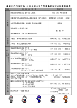 薩摩川内市消防局 秋季全国火災予防運動期間中の行事等概要