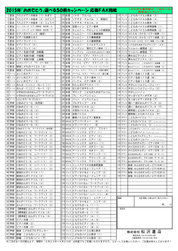 2015年『おめでとう』選べる50冊キャンペーン 応募FAX用紙