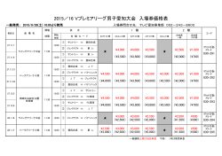 2015／16 Vプレミアリーグ男子愛知大会 入場券価格表