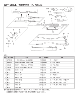 WP-125M/L 手動用水冷トーチ、125Amp