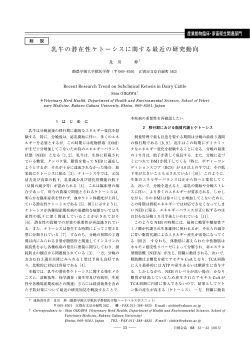 乳牛の潜在性ケトーシスに関する最近の研究動向