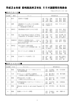 平成26年度 長崎南高校2年生 SSH課題研究発表会