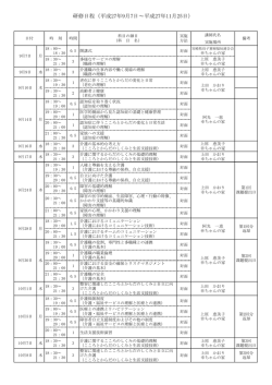 研修日程（平成27年9月7日～平成27年11月25日）
