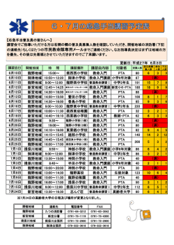 講習会内容 対象者 龍野地域 15:00～ 揖西西小学校 救命入門 PTA 80