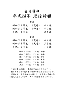 平成28年 厄除祈願