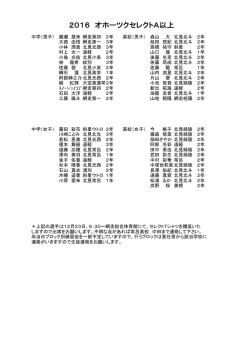 H27優秀選手及びセレクトA以上の選手の表彰式のお知らせ