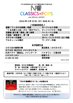 2016 年 3 月 22 日（火）NHK ホール 歌劇「フィガロの結婚」序曲