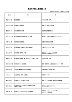 西部ガス  人事異動一覧